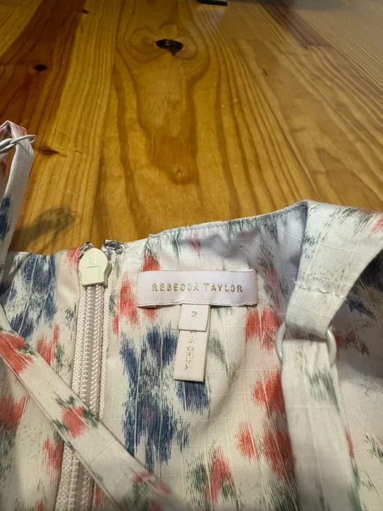 Rebecca Taylor Emma Dress Women’s Size 2 Floral Maxi Cream Blush Blue Pockets - Picture 12 of 16